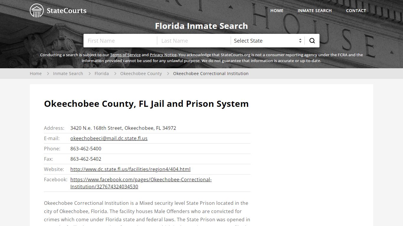 Okeechobee Correctional Institution Inmate Records Search ...