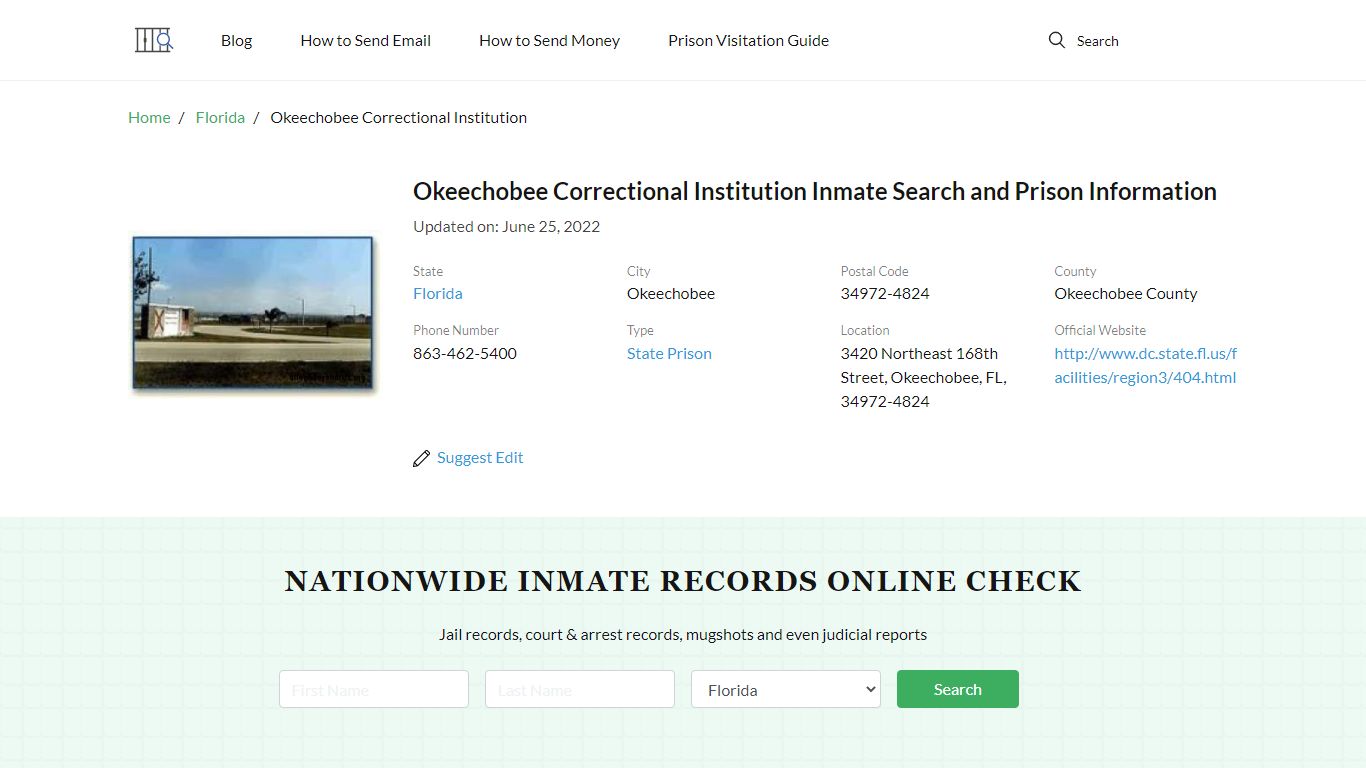 Okeechobee Correctional Institution Inmate Search ...